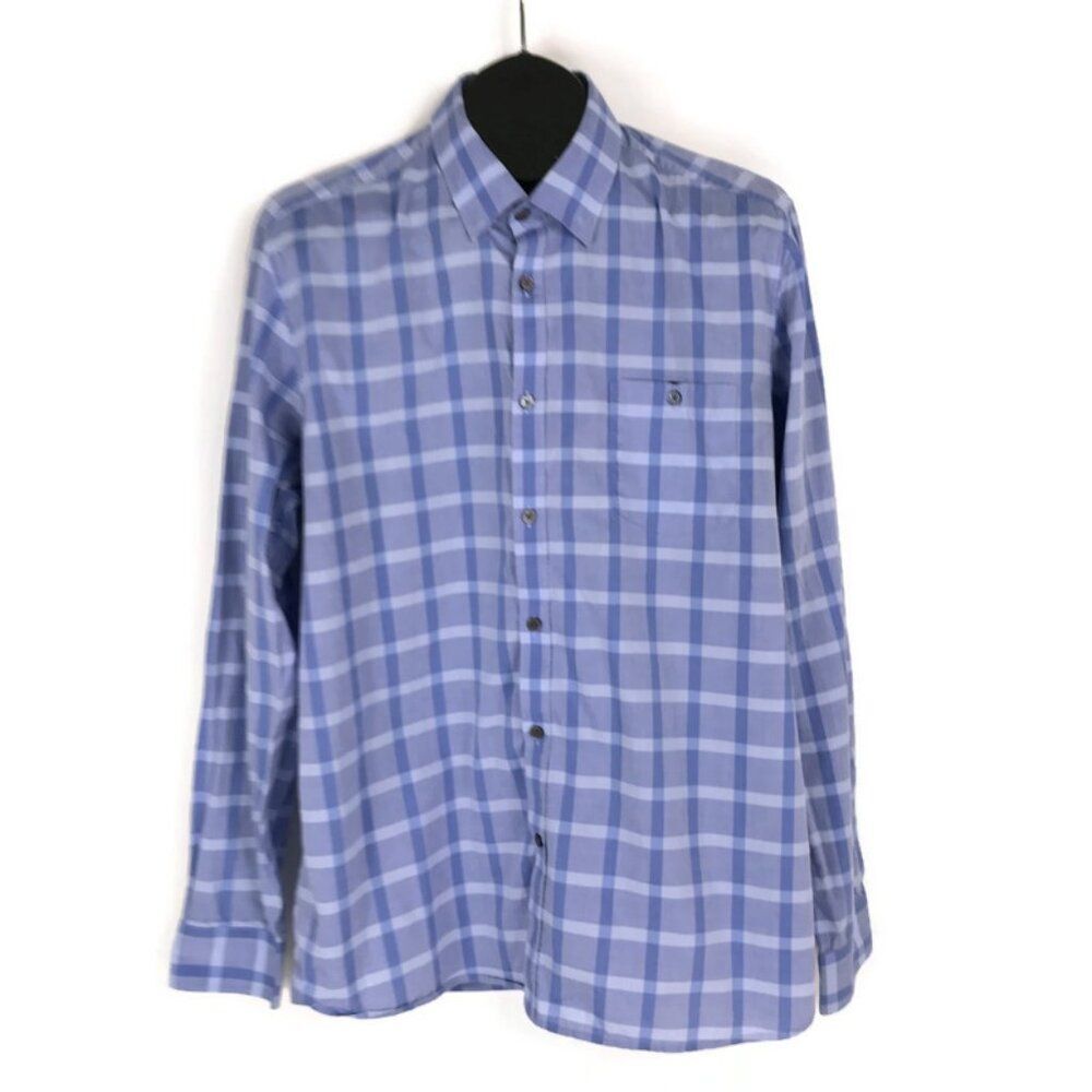 Ted Baker London Long Sleeve Button Up Shirt Men's 2XL / 44 Blue Cotton